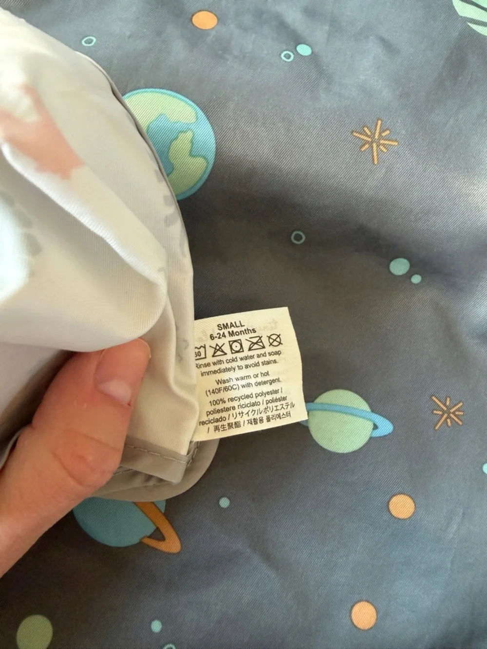 Tiny Twinkle Gray Space & Cream Dinosaur Kids Bib Set of 2